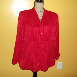 💥(Sold elsewhere)RED Long Sleeve Blouse, 1X